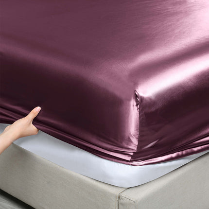 Royal Comfort Satin Sheet Set 3 Piece Fitted Sheet Pillowcase Soft  - King - Malaga Wine.