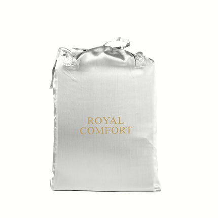 Royal Comfort Satin Sheet Set 3 Piece Fitted Sheet Pillowcase Soft  - King - Silver.