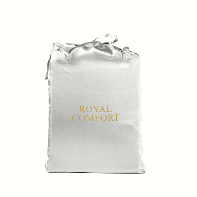 Royal Comfort Satin Sheet Set 3 Piece Fitted Sheet Pillowcase Soft  - King - Silver.