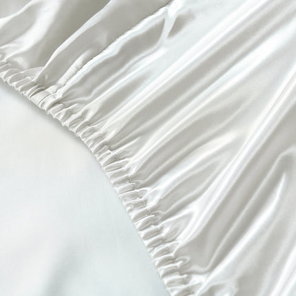 Royal Comfort Satin Sheet Set 3 Piece Fitted Sheet Pillowcase Soft  - King - Silver.