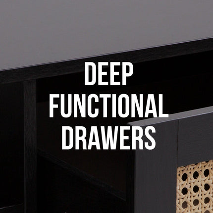 Casa Decor Tulum Rattan Coffee Table Storage Drawer Furniture Wooden Black.