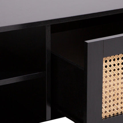 Casa Decor Tulum Rattan Coffee Table Storage Drawer Furniture Wooden Black.