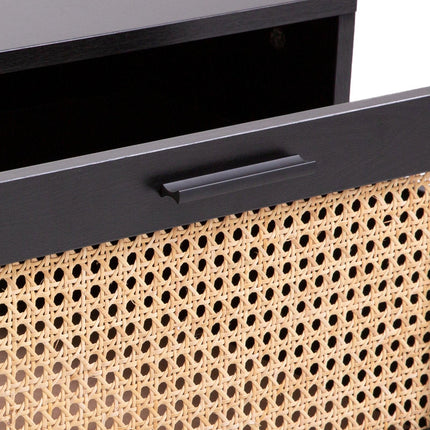 Casa Decor Tulum Rattan Coffee Table Storage Drawer Furniture Wooden Black.