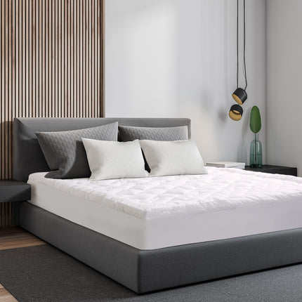 Royal Comfort 1200GSM Deluxe 7-Zone Mattress Topper Luxury Gusset Breathable - Queen - White.