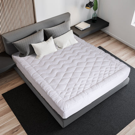 Royal Comfort 1200GSM Deluxe 7-Zone Mattress Topper Luxury Gusset Breathable - Queen - White.