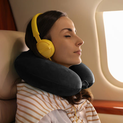 Milano Decor Memory Foam Travel Neck Pillow With Clip Cushion Support Soft Blue.