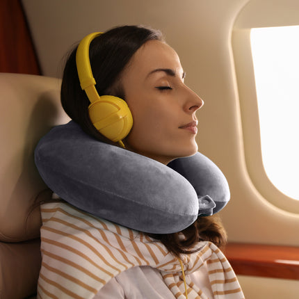 Milano Decor Memory Foam Travel Neck Pillow With Clip Cushion Support Soft Blue.