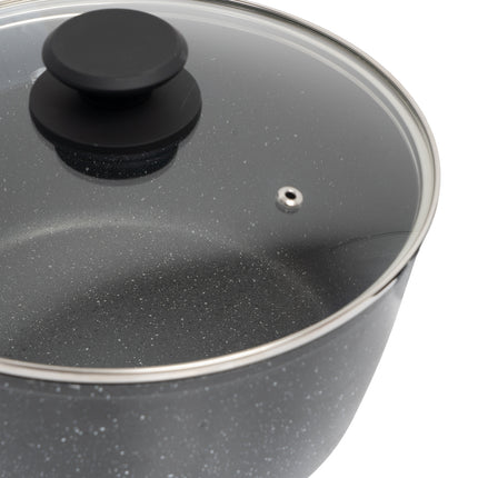 Stone Chef Forged Saucepan With Lid Cookware Kitchen Black 20cm.