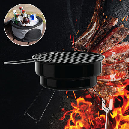 Havana Outdoors 2-IN-1 BBQ Grill Cooler Combo Set Outdoor Camping Picnic.