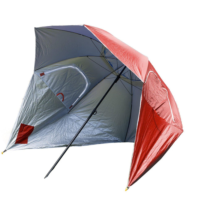 Havana Outdoors Beach Umbrella 2.4M Outdoor Garden Beach Portable Shade Shelter - Red.