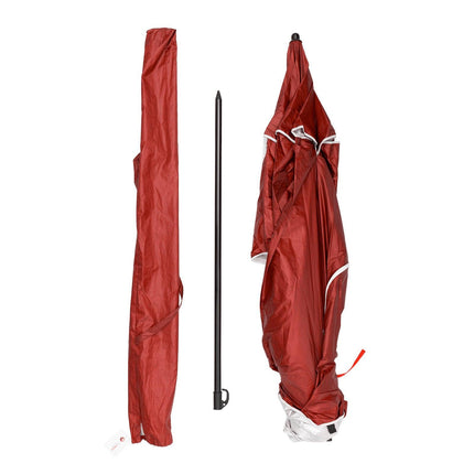 Havana Outdoors Beach Umbrella 2.4M Outdoor Garden Beach Portable Shade Shelter - Red.