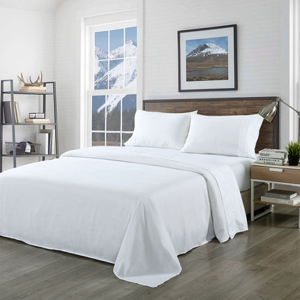 Royal Comfort Bamboo Blended Sheet & Pillowcases Set 1000TC Ultra Soft Bedding - King - White.