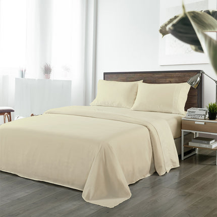 Royal Comfort Bamboo Blended Sheet & Pillowcases Set 1000TC Ultra Soft Bedding - King - Ivory.
