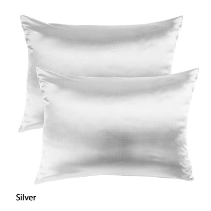 Royal Comfort Mulberry Soft Silk Hypoallergenic Pillowcase Twin Pack 51 x 76cm - Silver.
