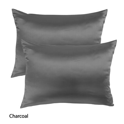 Royal Comfort Mulberry Soft Silk Hypoallergenic Pillowcase Twin Pack 51 x 76cm - Silver.