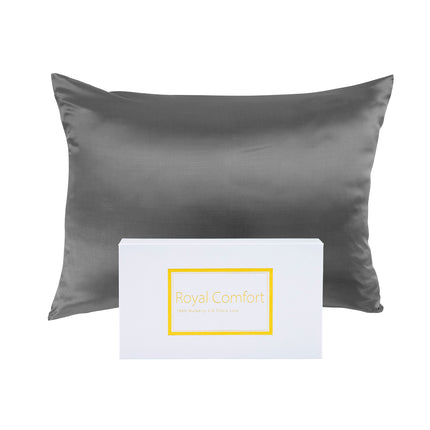Royal Comfort Mulberry Soft Silk Hypoallergenic Pillowcase Twin Pack 51 x 76cm - Silver.