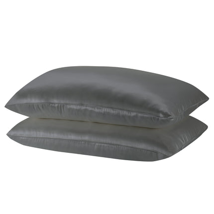 Royal Comfort Mulberry Soft Silk Hypoallergenic Pillowcase Twin Pack 51 x 76cm - Silver.