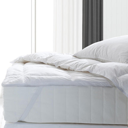 Royal Comfort Fitted Foam Cover Underlay Goose Mattress Topper 1000GSM - King - White.