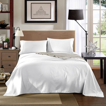 Kensington 1200 Thread Count 100% Egyptian Cotton Sheet Set Stripe Hotel Grade - Double - White.
