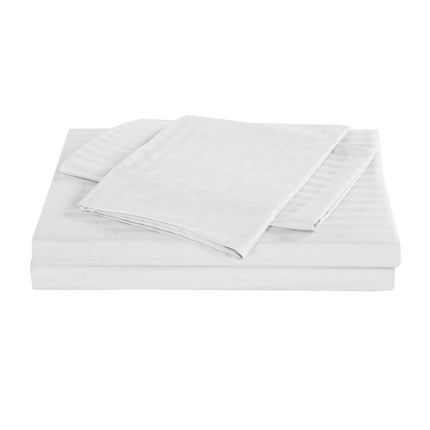 Kensington 1200 Thread Count 100% Egyptian Cotton Sheet Set Stripe Hotel Grade - Double - White.