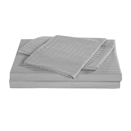 Kensington 1200 Thread Count 100% Egyptian Cotton Sheet Set Stripe Hotel Grade - King - Silver.