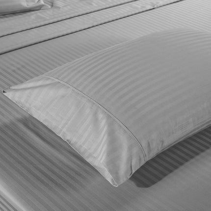 Kensington 1200 Thread Count 100% Egyptian Cotton Sheet Set Stripe Hotel Grade - King - Silver.