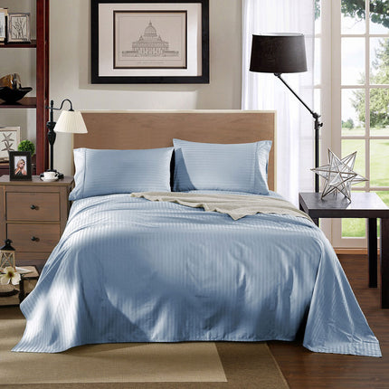 Kensington 1200 Thread Count 100% Egyptian Cotton Sheet Set Stripe Hotel Grade - King - Chambray.