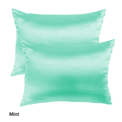 Royal Comfort Mulberry Soft Silk Hypoallergenic Pillowcase Twin Pack 51 x 76cm - Mint.