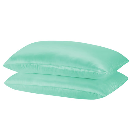 Royal Comfort Mulberry Soft Silk Hypoallergenic Pillowcase Twin Pack 51 x 76cm - Mint.
