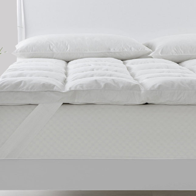 Royal Comfort Duck Feather and Down Mattress Topper 1800GSM Pillowtop Underlay - King Single - White.