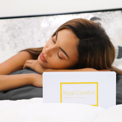 Royal Comfort Pure Silk Pillow Case 100% Mulberry Silk Hypoallergenic Pillowcase - Charcoal.