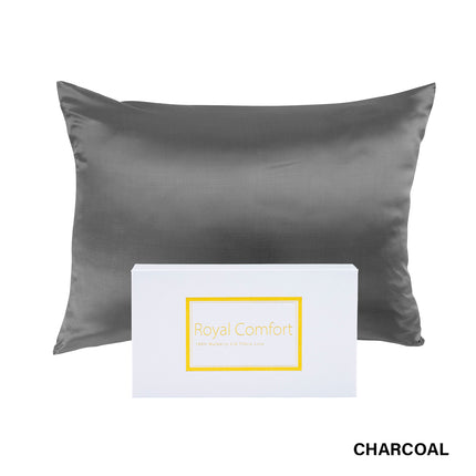 Royal Comfort Pure Silk Pillow Case 100% Mulberry Silk Hypoallergenic Pillowcase - Charcoal.