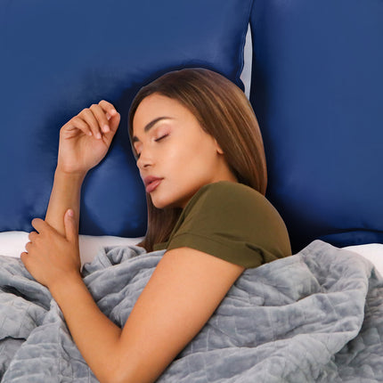 Royal Comfort Pure Silk Pillow Case 100% Mulberry Silk Hypoallergenic Pillowcase - Navy.