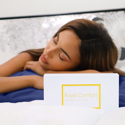 Royal Comfort Pure Silk Pillow Case 100% Mulberry Silk Hypoallergenic Pillowcase - Navy.