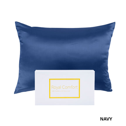 Royal Comfort Pure Silk Pillow Case 100% Mulberry Silk Hypoallergenic Pillowcase - Navy.