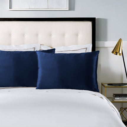 Royal Comfort Pure Silk Pillow Case 100% Mulberry Silk Hypoallergenic Pillowcase - Navy.