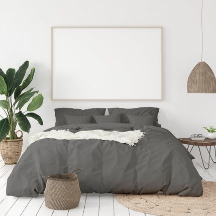 Balmain 1000 Thread Count Hotel Grade Bamboo Cotton Quilt Cover Pillowcases Set - King - Pewter.