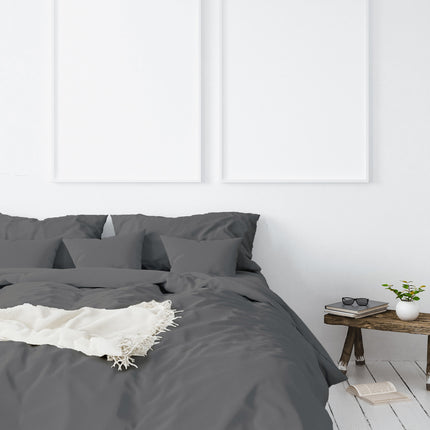 Balmain 1000 Thread Count Hotel Grade Bamboo Cotton Quilt Cover Pillowcases Set - King - Pewter.