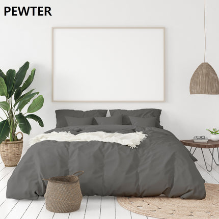 Balmain 1000 Thread Count Hotel Grade Bamboo Cotton Quilt Cover Pillowcases Set - King - Pewter.