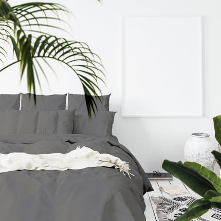 Balmain 1000 Thread Count Hotel Grade Bamboo Cotton Quilt Cover Pillowcases Set - King - Pewter.