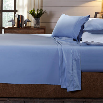 Royal Comfort 250TC Organic 100% Cotton Sheet Set 4 Piece Luxury Hotel Style - Double - Indigo.