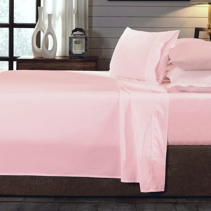 Royal Comfort 250TC Organic 100% Cotton Sheet Set 4 Piece Luxury Hotel Style - Double - Blush.