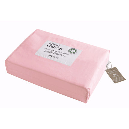 Royal Comfort 250TC Organic 100% Cotton Sheet Set 4 Piece Luxury Hotel Style - Double - Blush.