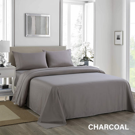 Royal Comfort 1200 Thread Count Sheet Set 4 Piece Ultra Soft Satin Weave Finish - King - Charcoal.