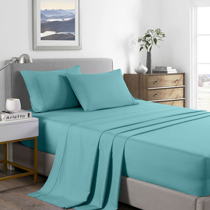 Royal Comfort 2000 Thread Count Bamboo Cooling Sheet Set Ultra Soft Bedding - King - Aqua.
