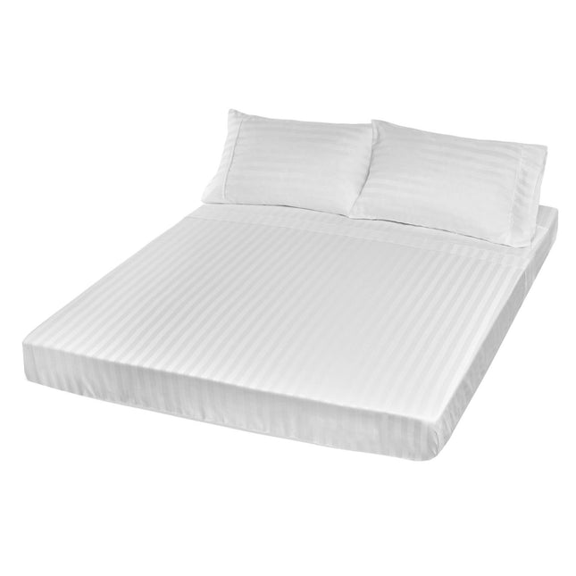 Royal Comfort 1200TC Sheet Set Damask Cotton Blend Ultra Soft Sateen Bedding - Queen - White.