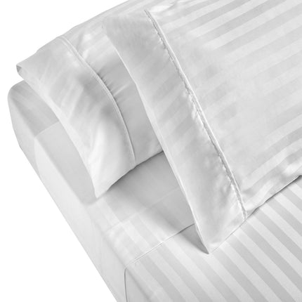 Royal Comfort 1200TC Sheet Set Damask Cotton Blend Ultra Soft Sateen Bedding - Queen - White.