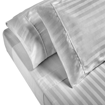 Royal Comfort 1200TC Sheet Set Damask Cotton Blend Ultra Soft Sateen Bedding - Queen - Silver.