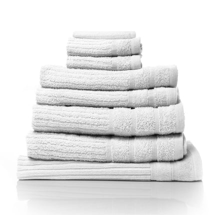 Royal Comfort Eden Egyptian Cotton 600GSM 8 Piece Luxury Bath Towels Set - White.