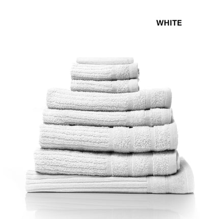 Royal Comfort Eden Egyptian Cotton 600GSM 8 Piece Luxury Bath Towels Set - White.